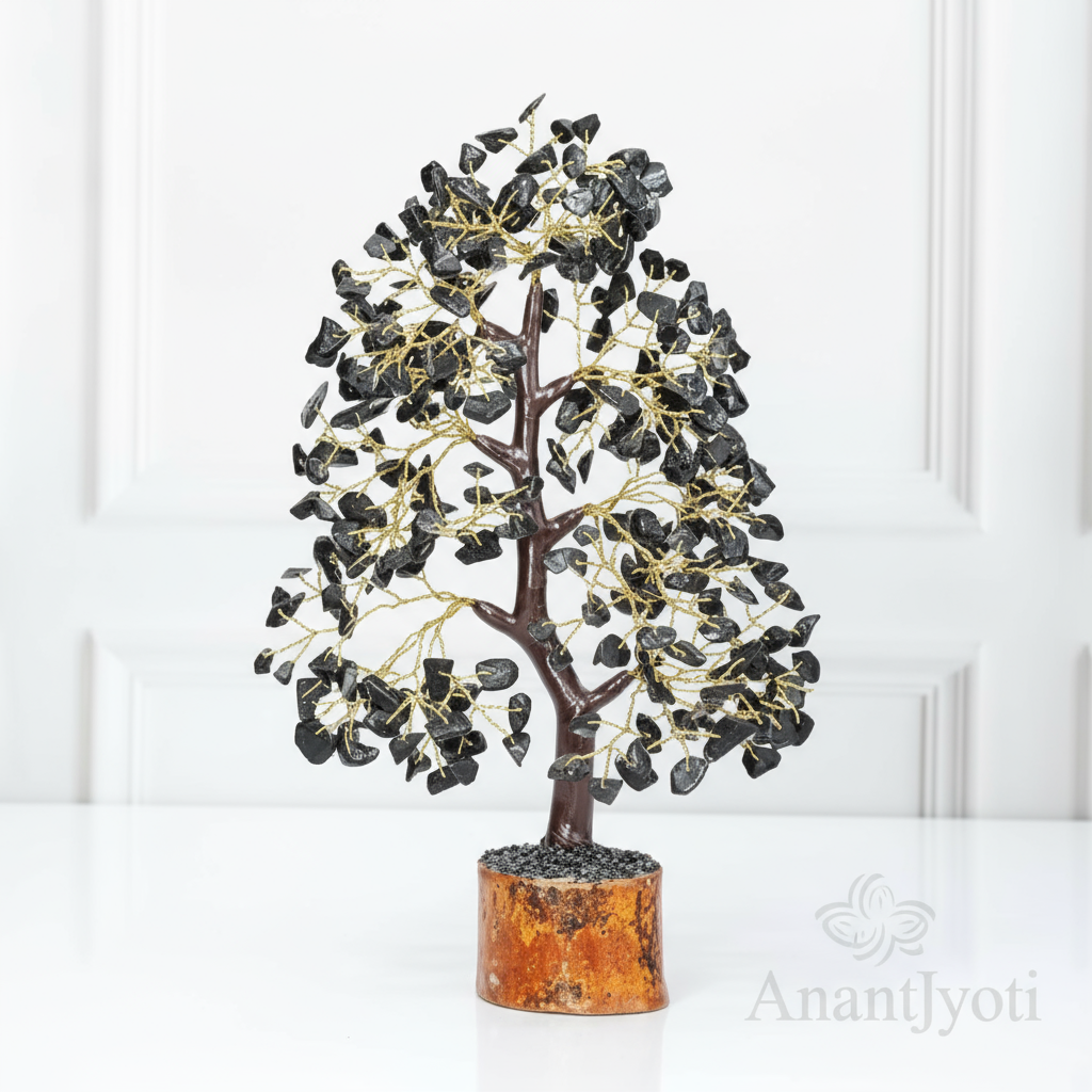 Black Tourmaline Crystal Tree for Grounding & Protection (Protection From Negative Energy) - AnantJyoti