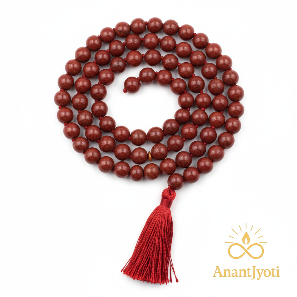 Red Jasper Energy Mala – 108 Beads for Strength, Vitality & Grounding - AnantJyoti