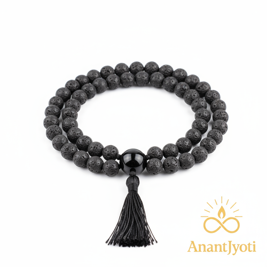 Lava Mala 108 Beads – Natural Lava Stone Meditation Mala for Healing & Energy Balance - AnantJyoti