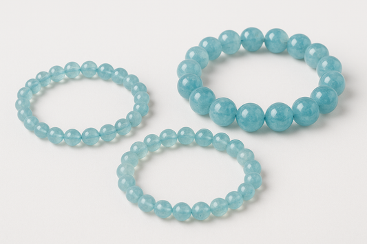Aquamarine Crystal Bracelet 6mm, 8mm, 10mm image to upload in shopify