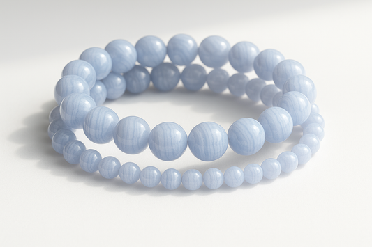 Blue Lace Agate Crystals Bracelet 6mm, 8mm, 10mm stylish image for shopify upload