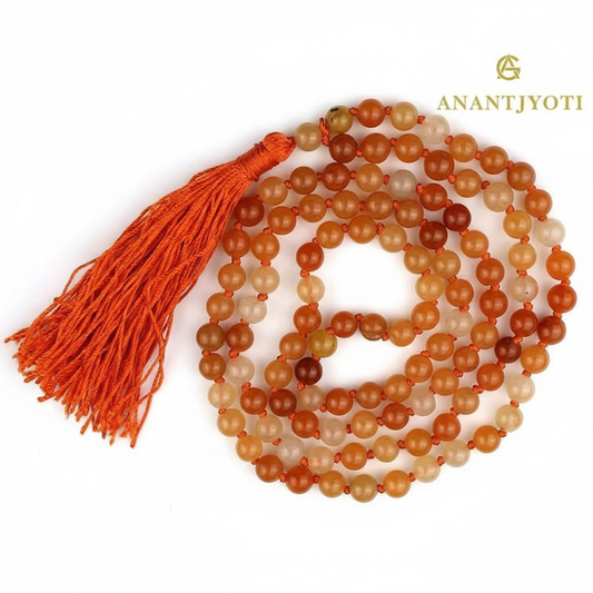 Carnelian Power Mala – Knotted 108 Bead Meditation Mala for Energy & Creativity - AnantJyoti