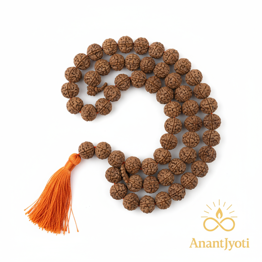 108 Rudraksha Beads Japa Mala – Sacred Meditation Beads for Spiritual Growth & Protection - AnantJyoti