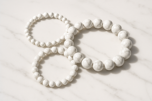 Howlite Crystals Bracelet 6mm 8mm, 10mm for shopify store stylish images