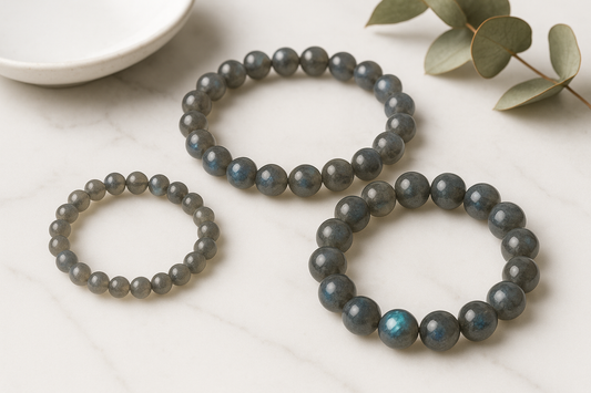 Labradorite Crystal Bracelet 6mm, 8mm, 10mm stylish placement image for shopify upload