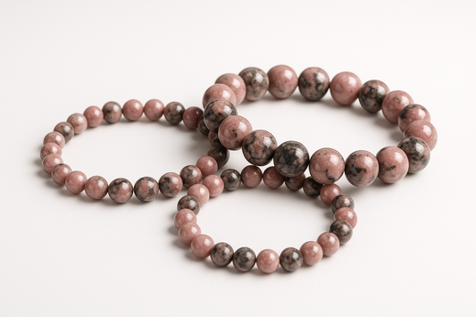 Rhodonite Crystals Bracelet 6mm, 8mm, 10mm stylish image for shopify upload